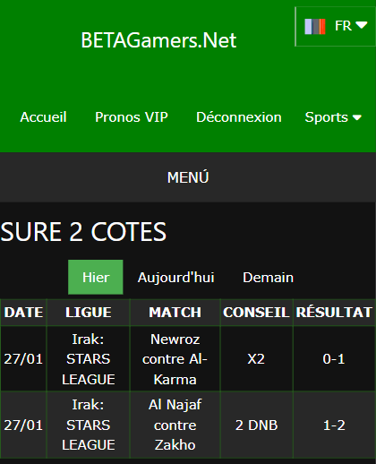 pari VIP gagné ticket